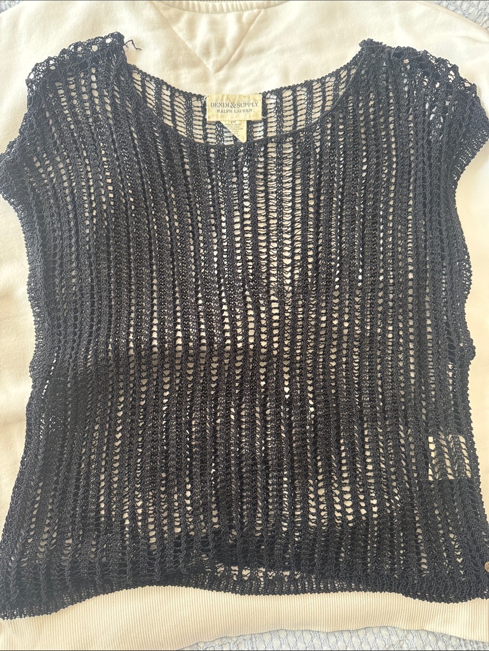 Polo by Ralph Lauren Black Crochet Knit Camisole